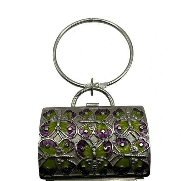 Neiman Marcus Butterfly Metal Purse Keychain Fob Pill Trinket Box Judith Leiber - Picture 6 of 16